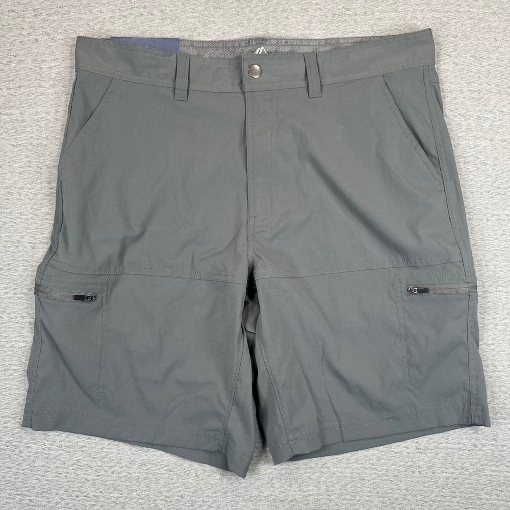 Croft & Barrow Utility Cargo Shorts Mens 34 Gray Stretch Hiking Quick Dry NEW